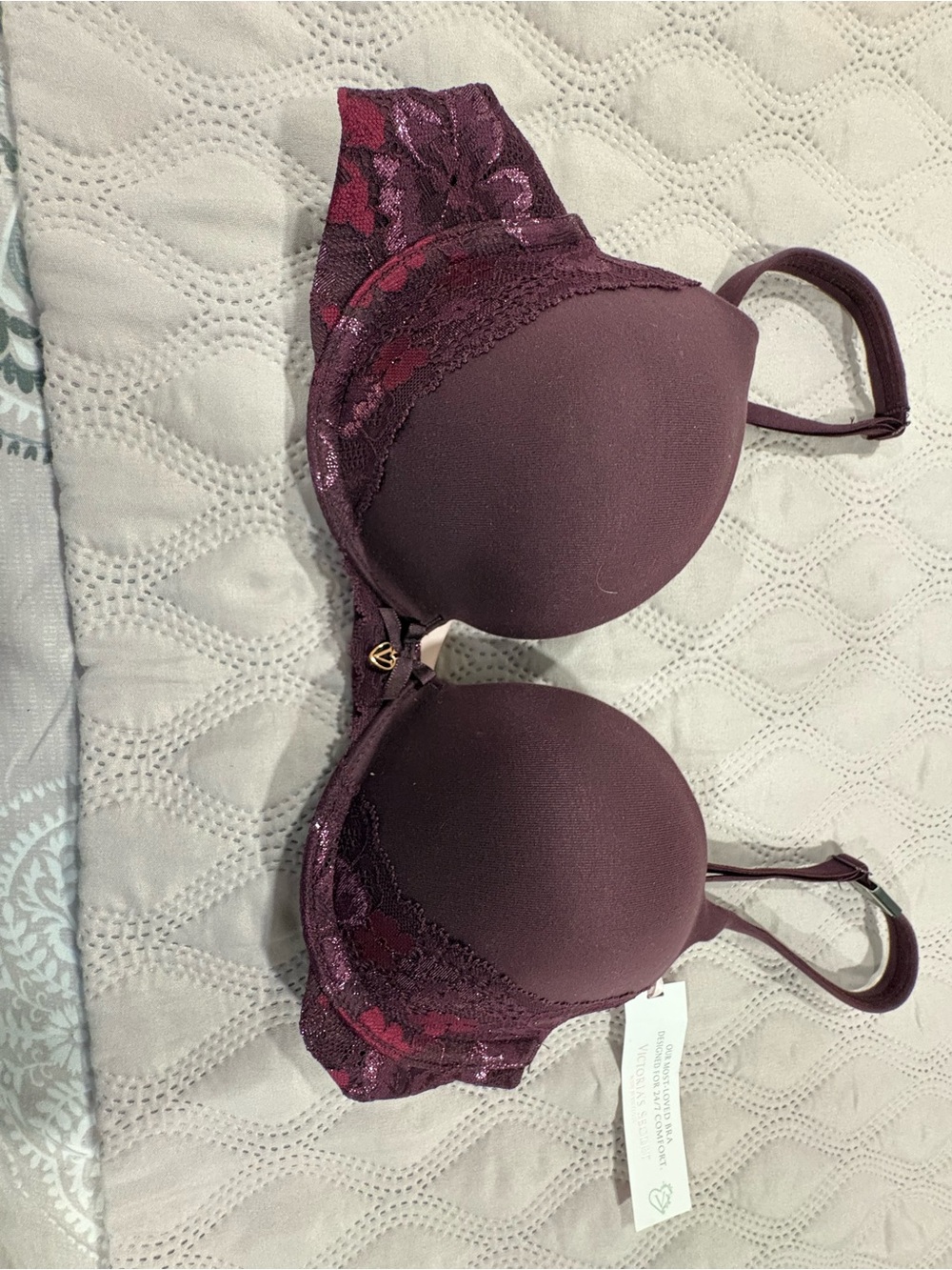 Victoria's Secret Plum Lace-Trim Bra